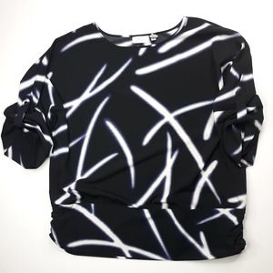 Chico's Top Size 3 XL Roll-tab Sleeve Boxy Black